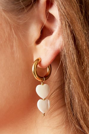 Parelhartjes oorbellen - #summergirls collection Wit Goud kleur Schelpjes h5 Afbeelding3